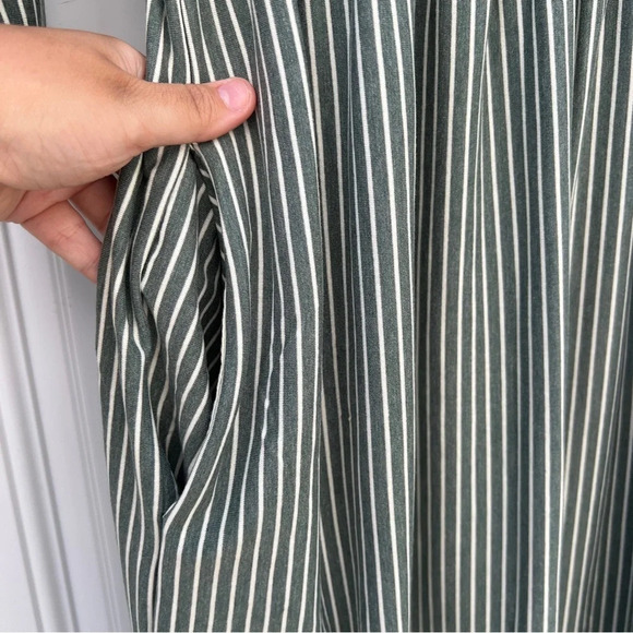 Merokeety Olive Green Striped T-Shirt Dress Women’s L Large Soft Stretchy Casual - Picture 6 of 9